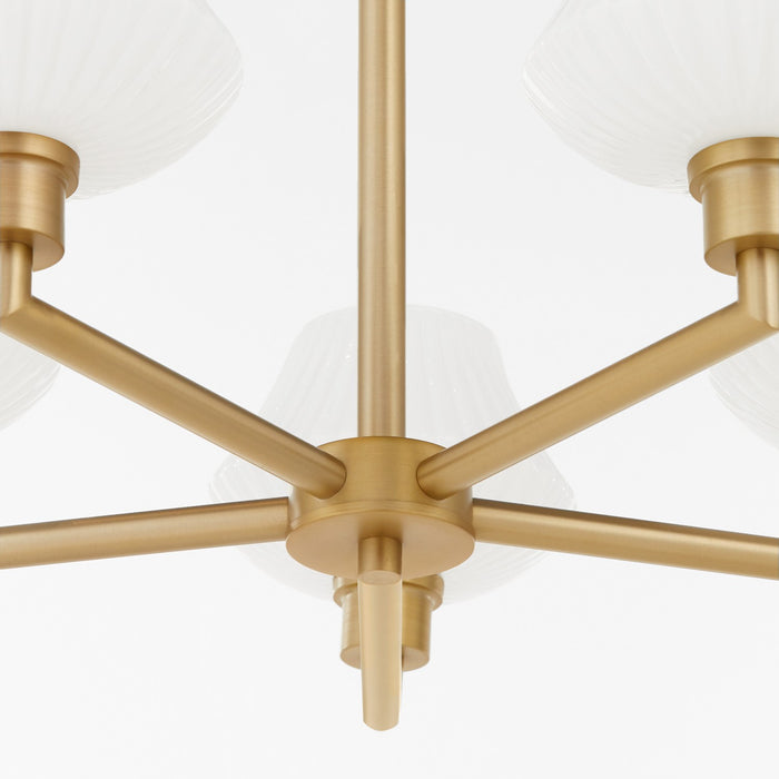 Quorum 6221-5-80 Five Light Chandelier, Aged Brass