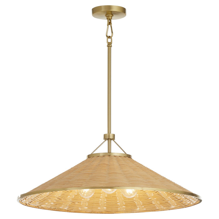 Quorum 830-3-80 Three Light Pendant, Aged Brass