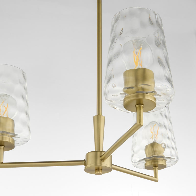 Quorum 6204-3-80 Three Light Chandelier, Aged Brass