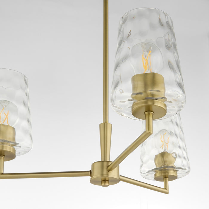 Quorum 6204-3-80 Three Light Chandelier, Aged Brass