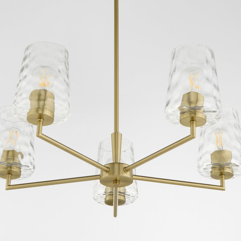 Quorum 6204-5-80 Five Light Chandelier, Aged Brass
