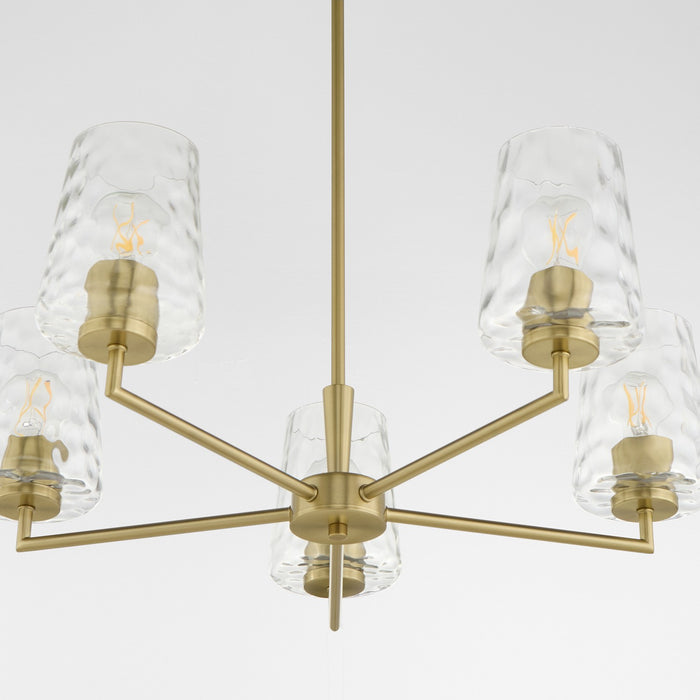 Quorum 6204-5-80 Five Light Chandelier, Aged Brass
