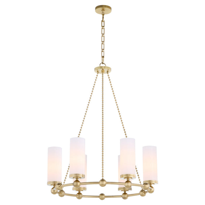 Quorum 667-6-80 Six Light Chandelier, Aged Brass