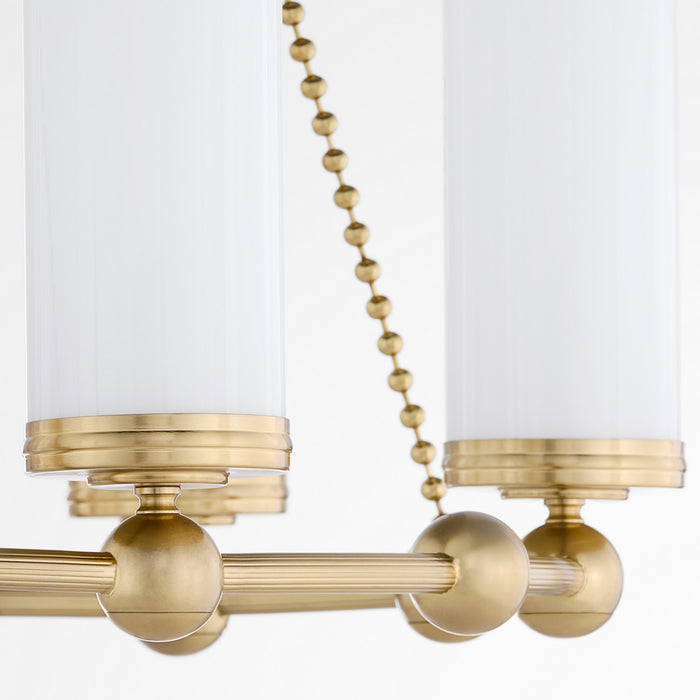 Quorum 667-6-80 Six Light Chandelier, Aged Brass