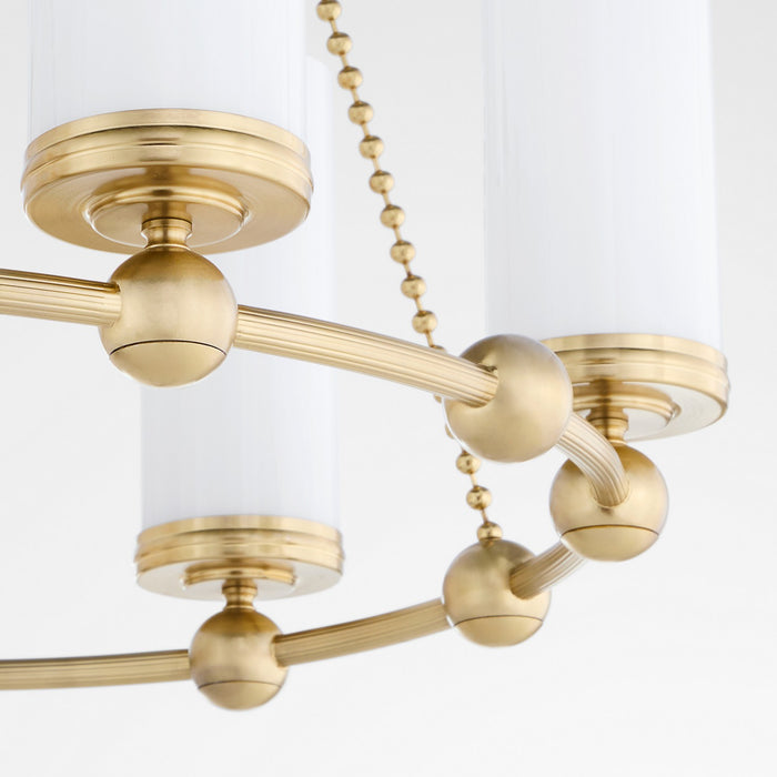 Quorum 667-6-80 Six Light Chandelier, Aged Brass