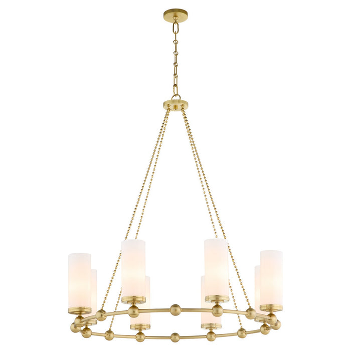 Quorum 667-8-80 Eight Light Chandelier, Aged Brass