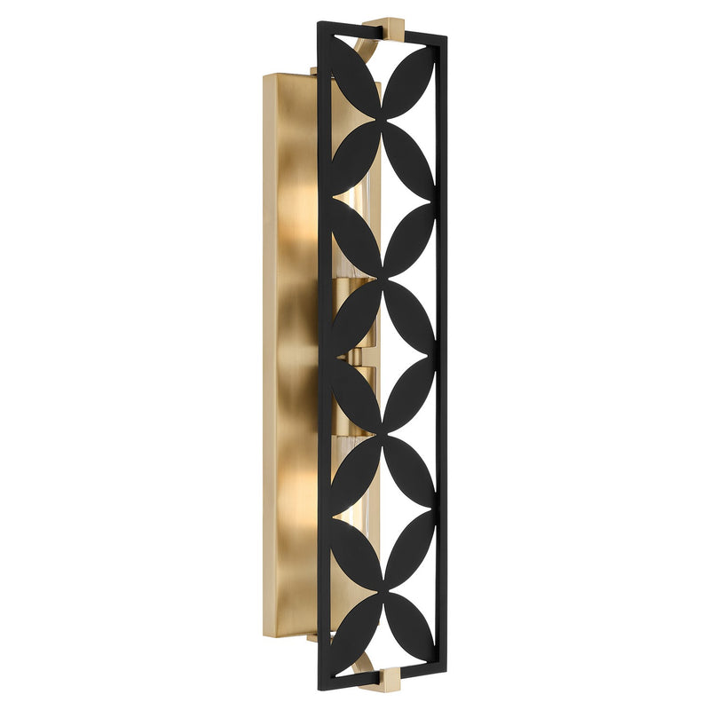 Quorum 583-2-5980 Two Light Vanity, Matte Black w/Aged Brass