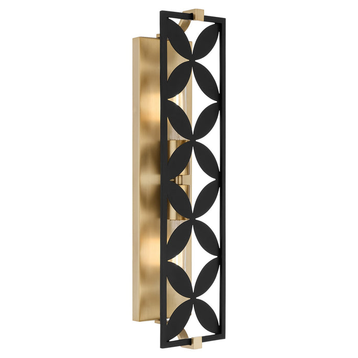 Quorum 583-2-5980 Two Light Vanity, Matte Black w/Aged Brass