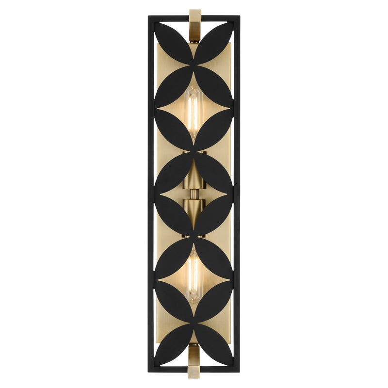 Quorum 583-2-5980 Two Light Vanity, Matte Black w/Aged Brass