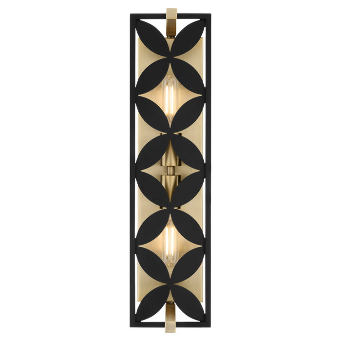 Quorum 583-2-5980 Two Light Vanity, Matte Black w/Aged Brass