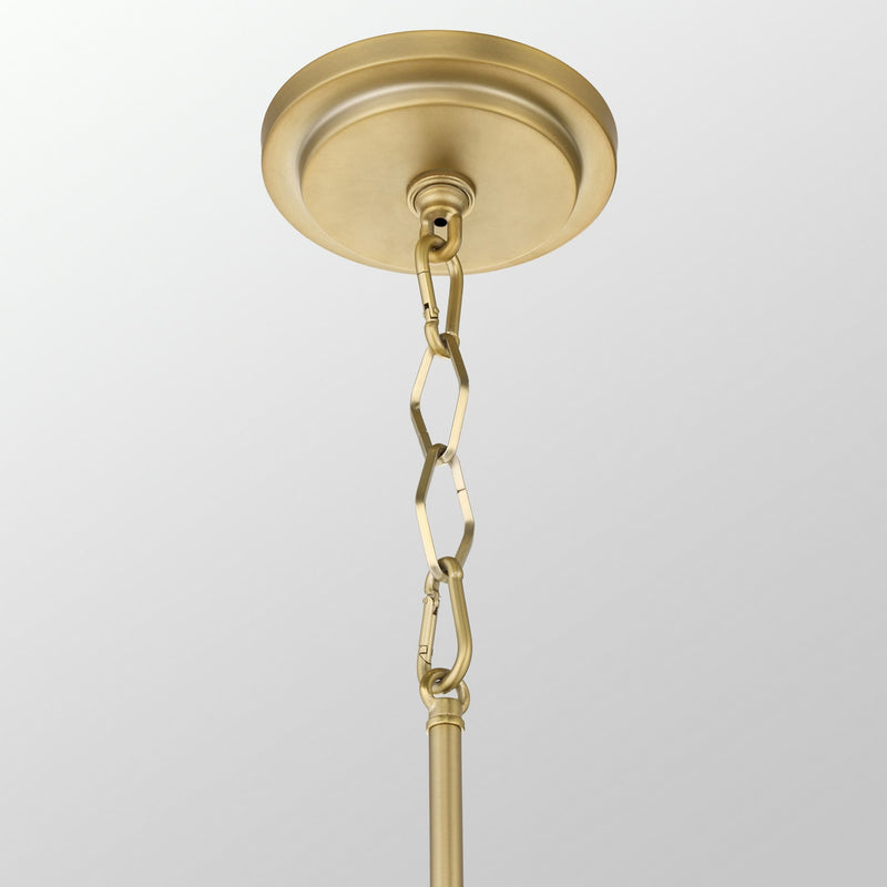 Quorum 883-3-5980 Three Light Pendant, Matte Black w/Aged Brass