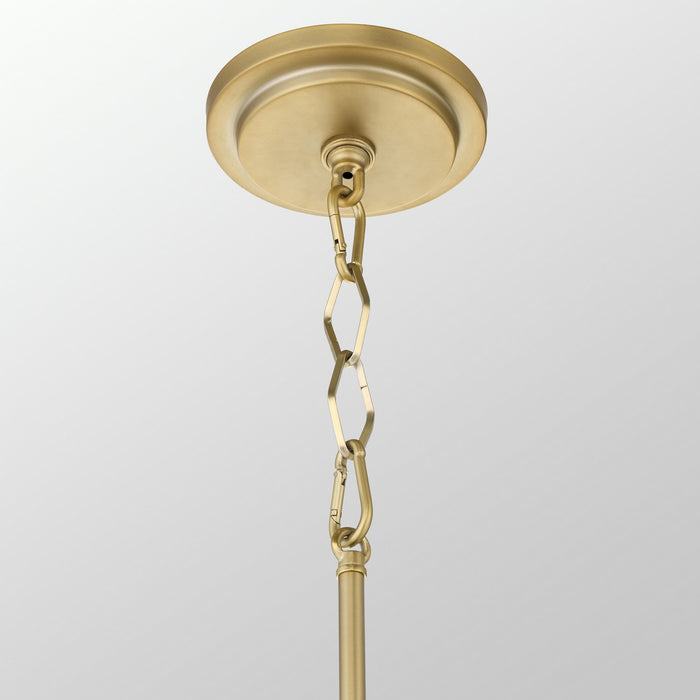 Quorum 883-3-5980 Three Light Pendant, Matte Black w/Aged Brass