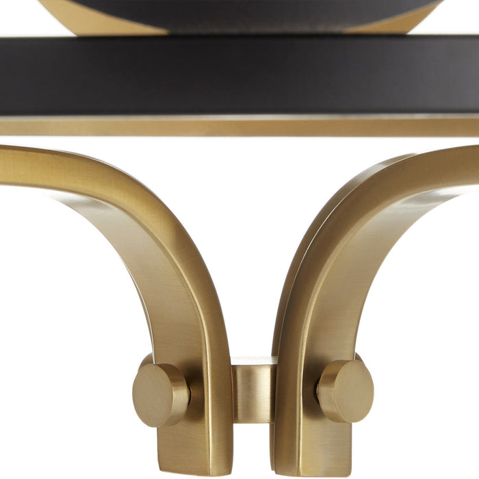 Quorum 283-18-5980 Three Light Semi Flush Mount, Matte Black w/Aged Brass