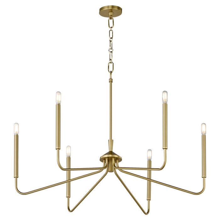 Quorum 6238-6-80 Six Light Chandelier, Aged Brass