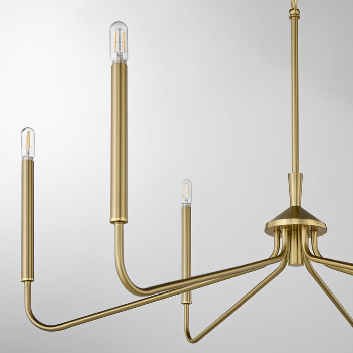 Quorum 6238-6-80 Six Light Chandelier, Aged Brass