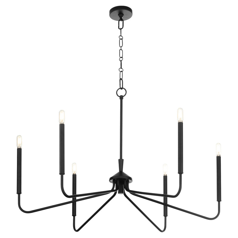 Quorum 6238-6-59 Six Light Chandelier, Matte Black