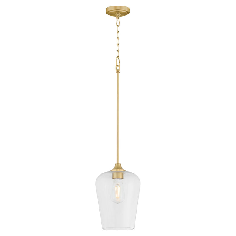 Quorum 3313-80 One Light Pendant, Aged Brass