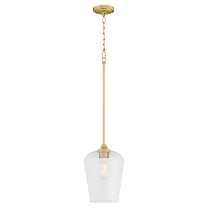 Quorum 3313-80 One Light Pendant, Aged Brass
