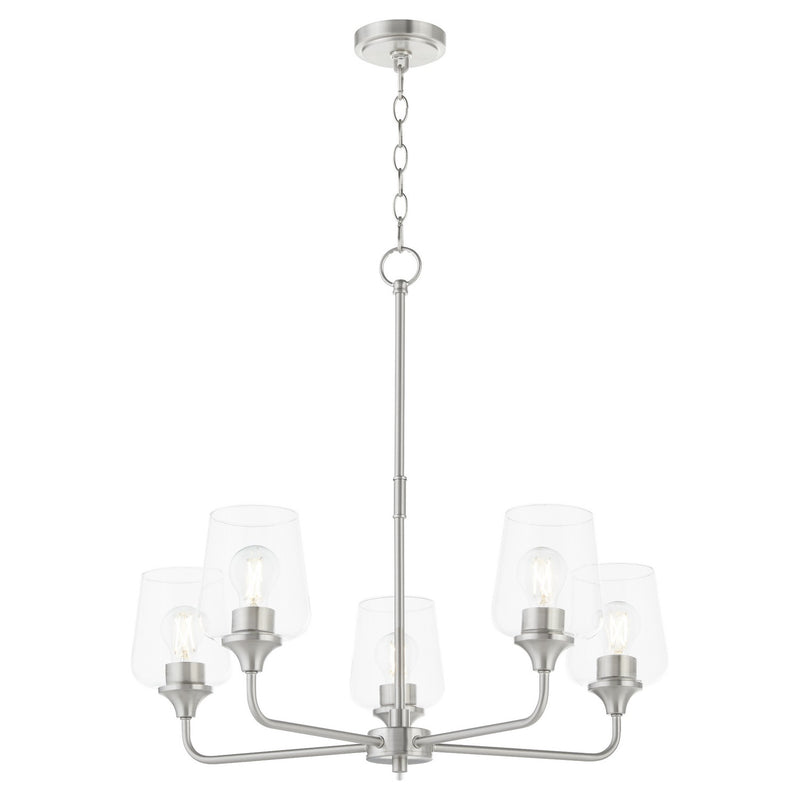 Quorum 6313-5-65 Five Light Chandelier, Satin Nickel