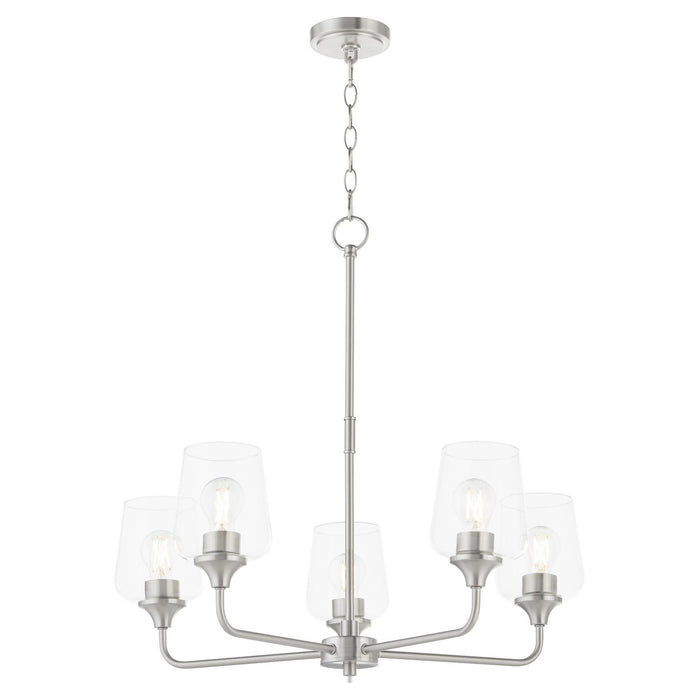 Quorum 6313-5-65 Five Light Chandelier, Satin Nickel