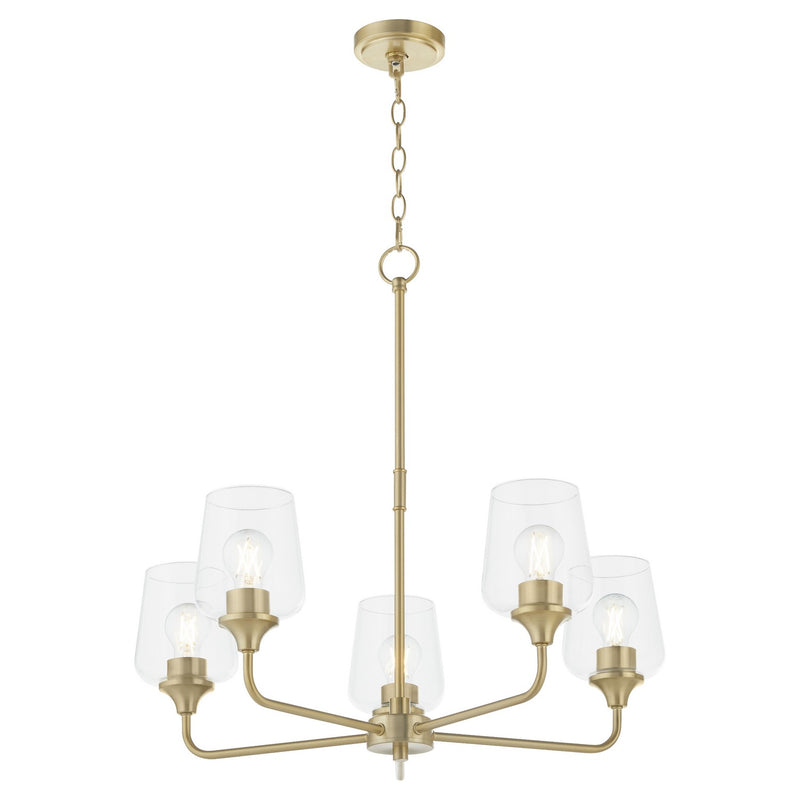 Quorum 6313-5-80 Five Light Chandelier, Aged Brass
