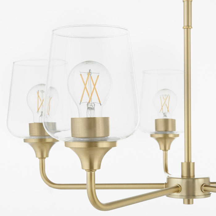 Quorum 6313-5-80 Five Light Chandelier, Aged Brass