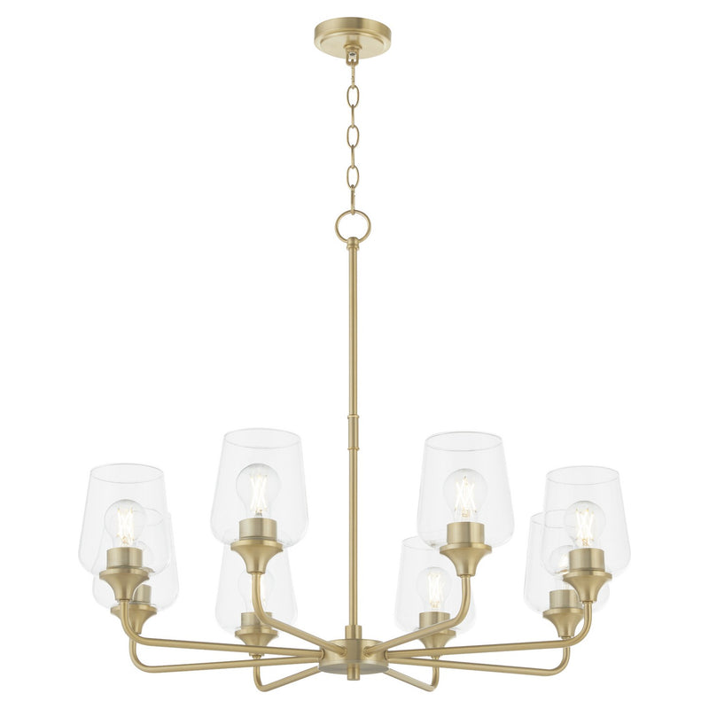 Quorum 6313-8-80 Eight Light Chandelier, Aged Brass
