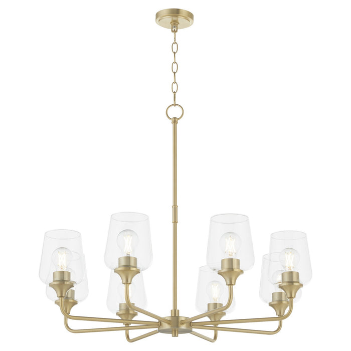 Quorum 6313-8-80 Eight Light Chandelier, Aged Brass