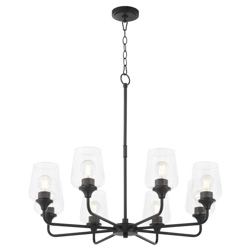 Quorum 6313-8-59 Eight Light Chandelier, Matte Black