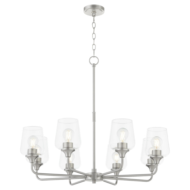 Quorum 6313-8-65 Eight Light Chandelier, Satin Nickel