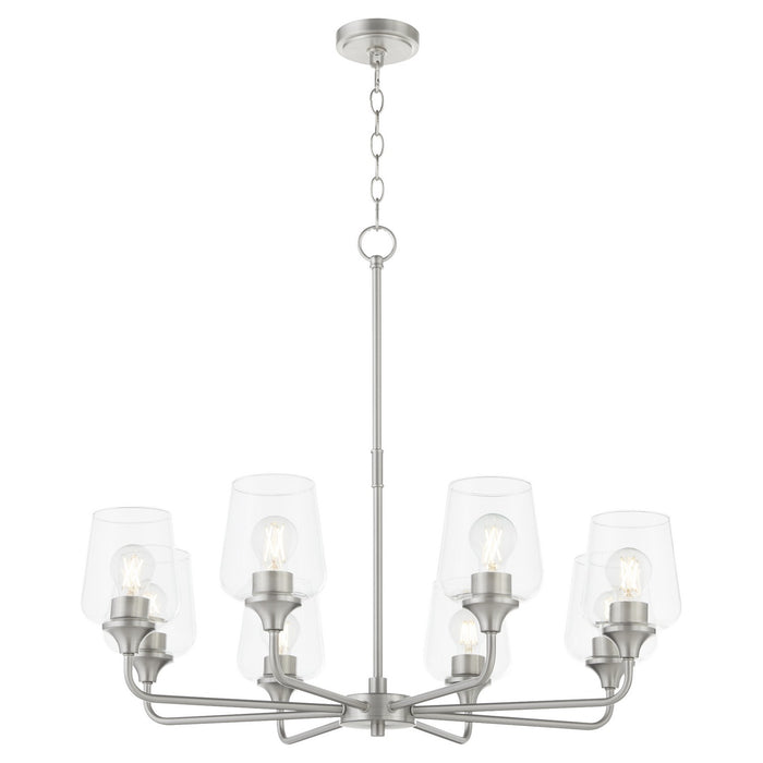 Quorum 6313-8-65 Eight Light Chandelier, Satin Nickel