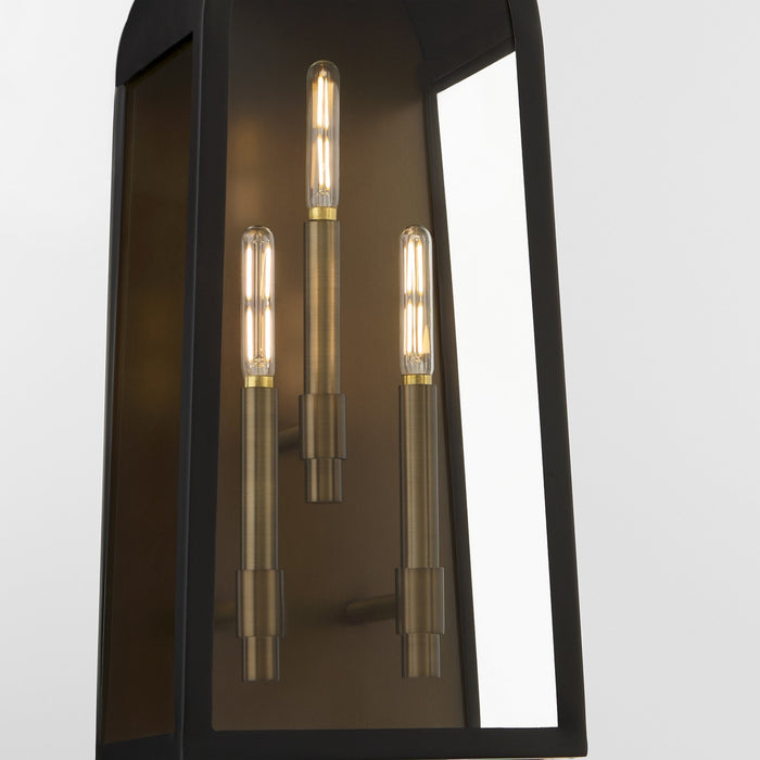 Quorum 72-25-5982 Three Light Wall Mount, Matte Black w/ Aged Copper
