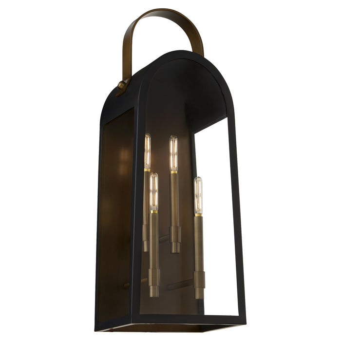Quorum 72-30-5982 Four Light Lantern, Matte Black w/ Aged Copper