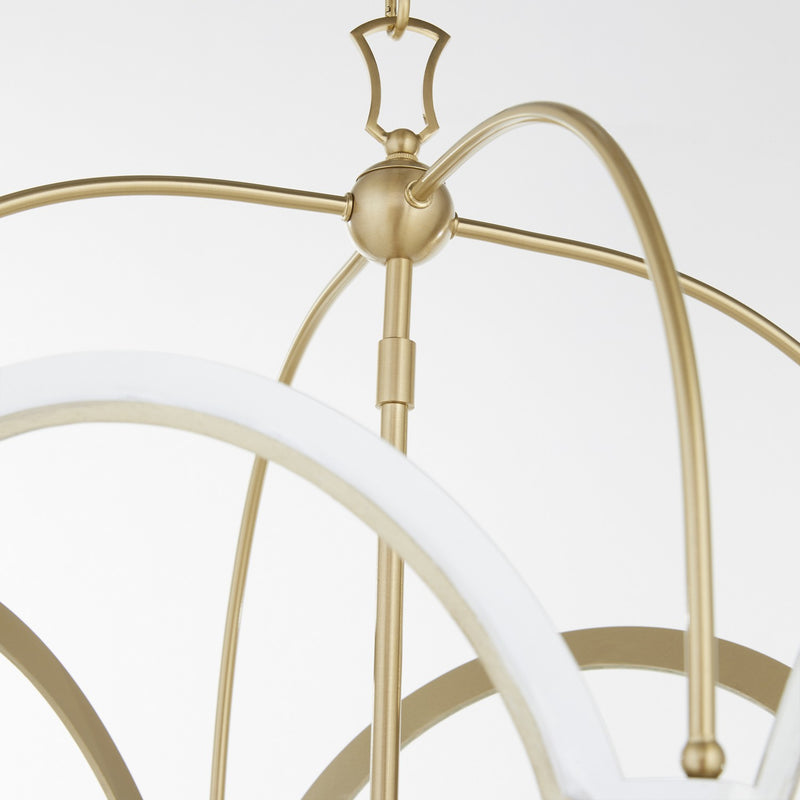Quorum 8217-4-0880 Four Light Lantern, Studio White w/ Aged Brass