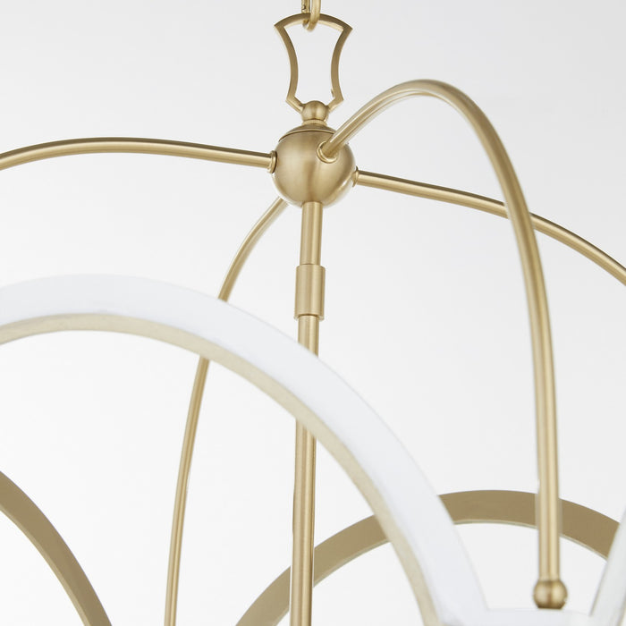 Quorum 8217-4-0880 Four Light Lantern, Studio White w/ Aged Brass