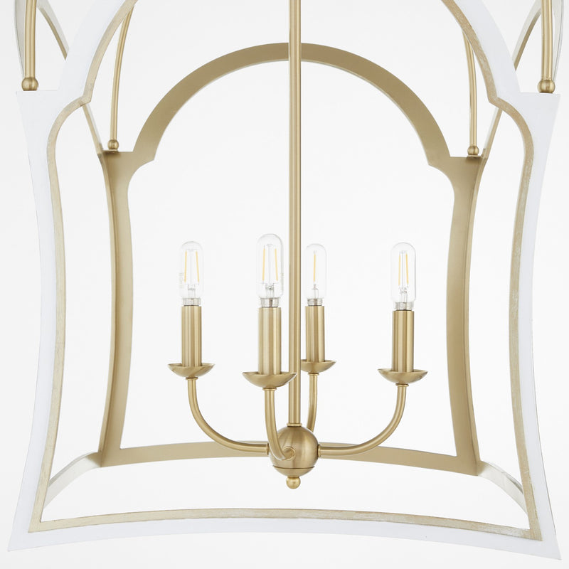 Quorum 8217-4-0880 Four Light Lantern, Studio White w/ Aged Brass