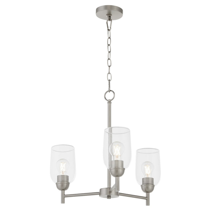Quorum 6112-3-65 Three Light Chandelier, Satin Nickel