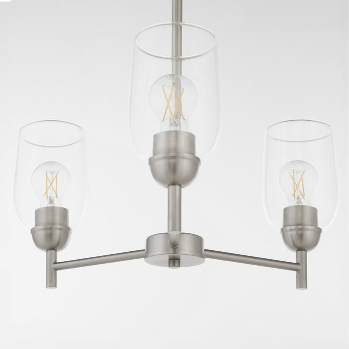 Quorum 6112-3-65 Three Light Chandelier, Satin Nickel