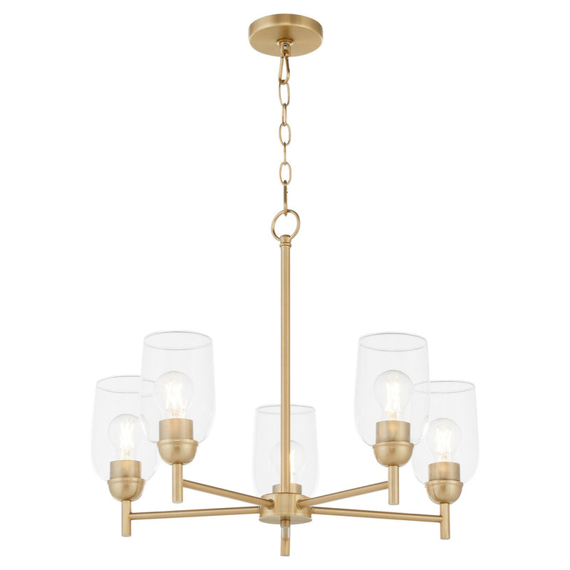 Quorum 6112-5-80 Five Light Chandelier, Aged Brass