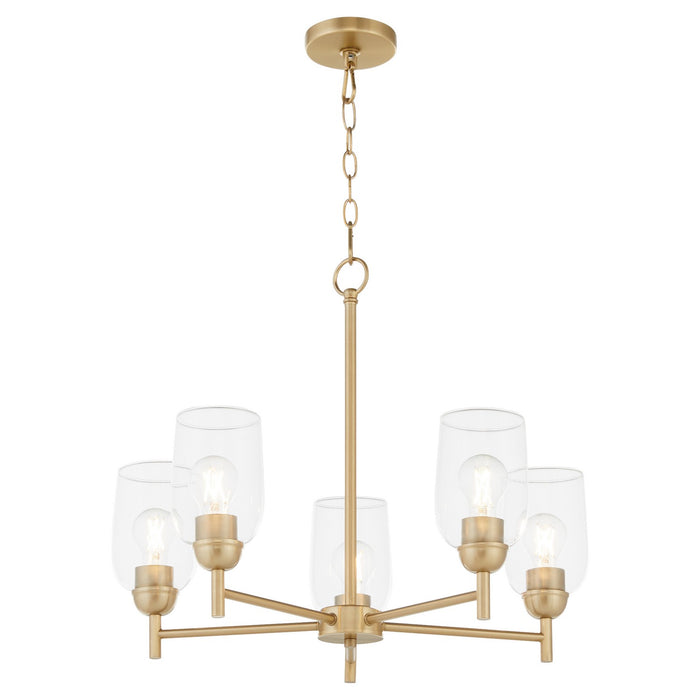 Quorum 6112-5-80 Five Light Chandelier, Aged Brass