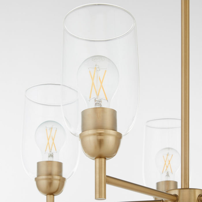 Quorum 6112-5-80 Five Light Chandelier, Aged Brass