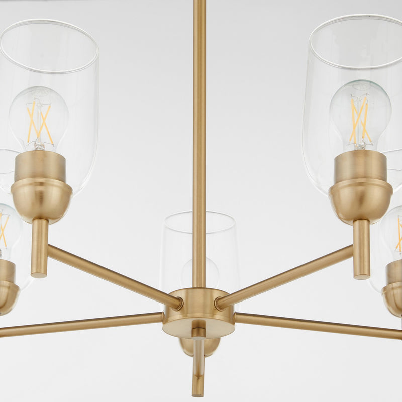 Quorum 6112-5-80 Five Light Chandelier, Aged Brass
