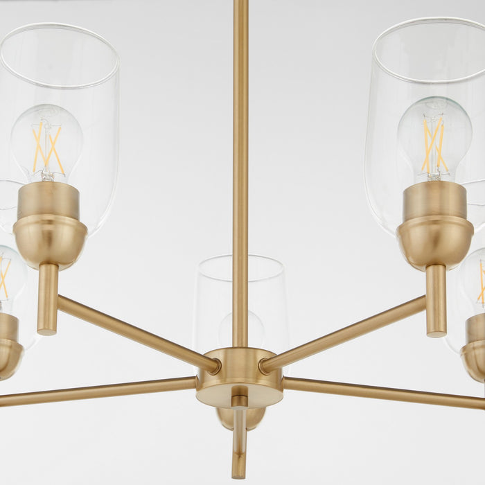 Quorum 6112-5-80 Five Light Chandelier, Aged Brass