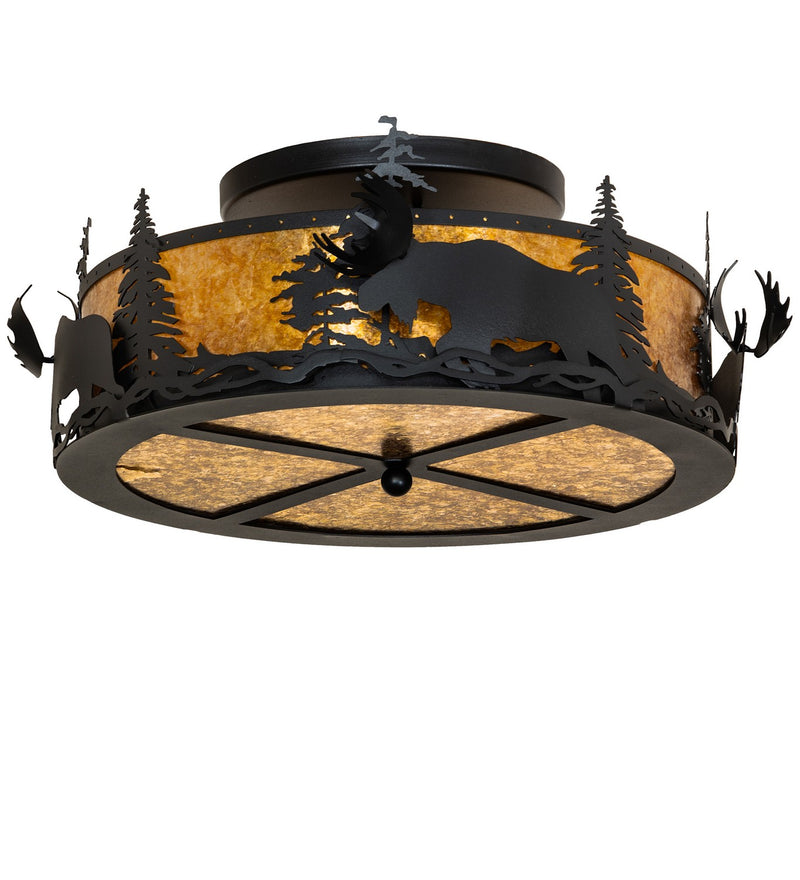 Meyda Tiffany 270060 Two Light Flushmount, Textured Black