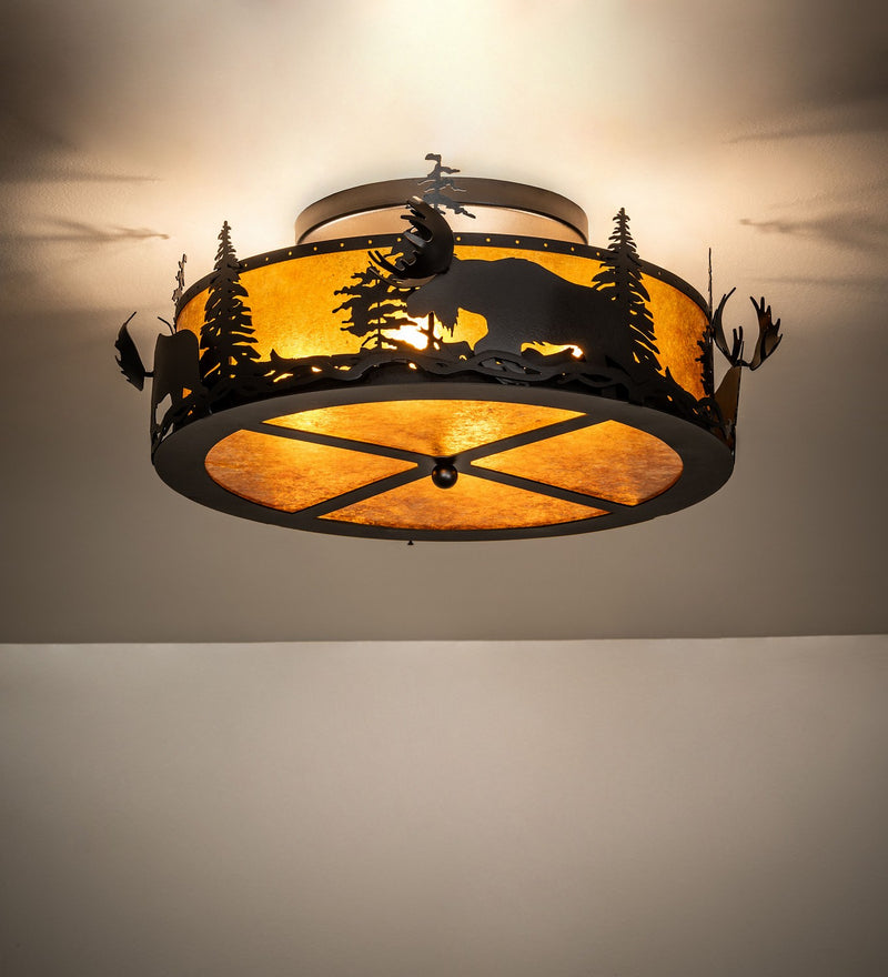 Meyda Tiffany 270060 Two Light Flushmount, Textured Black