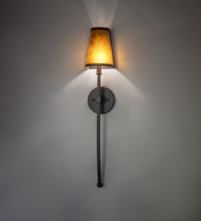 Meyda Tiffany 270098 One Light Wall Sconce, Black Satin Wrought Iron