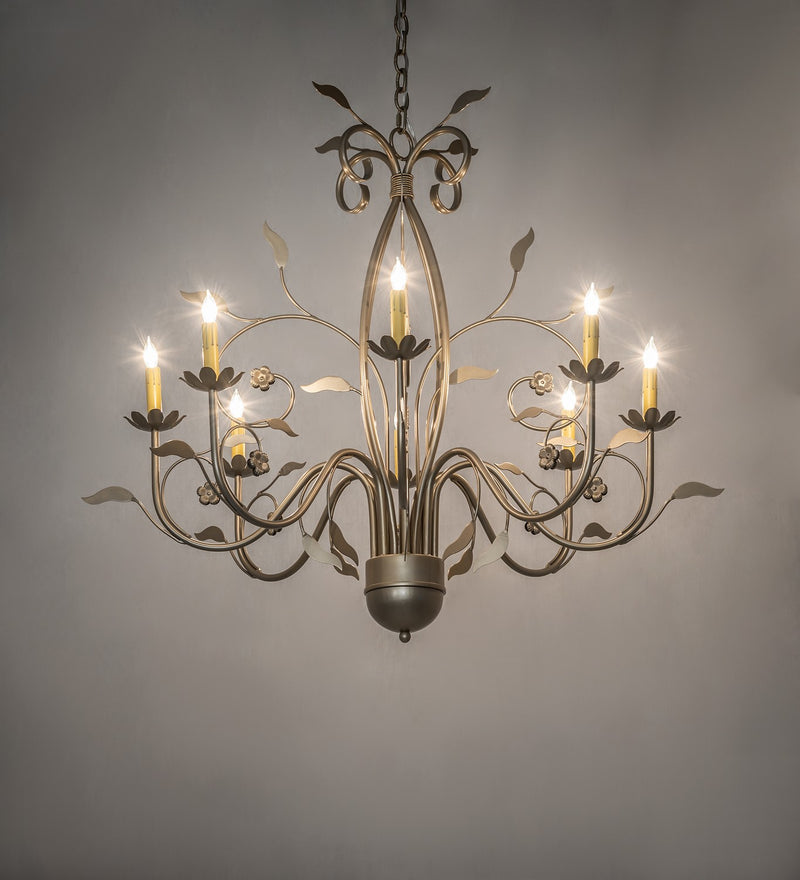 Meyda Tiffany 273536 Eight Light Chandelier, Satin Titanium Gold