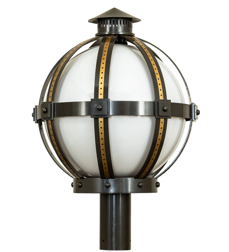 Meyda Tiffany 274447 One Light Post Mount, ExtOil Rubbed Bronze & Goldtastic