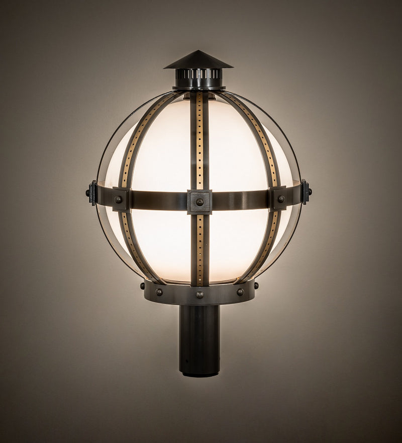 Meyda Tiffany 274447 One Light Post Mount, ExtOil Rubbed Bronze & Goldtastic