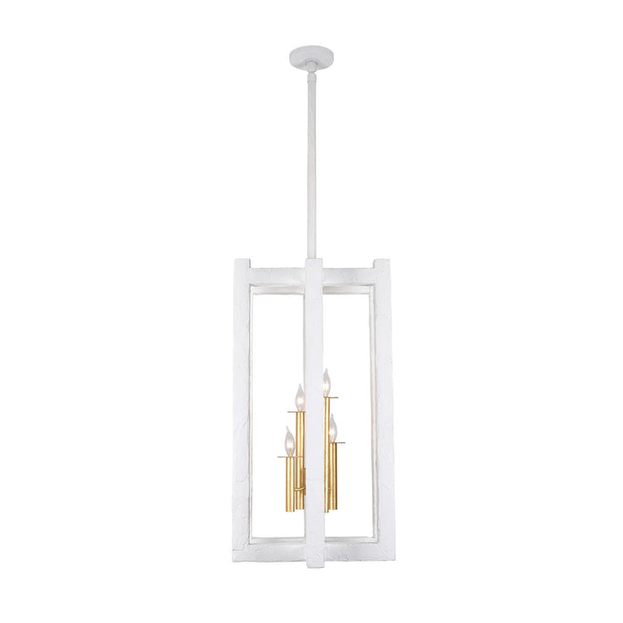 Kalco 522251SGLW Four Light Foyer Pendant, Soft Gold and White